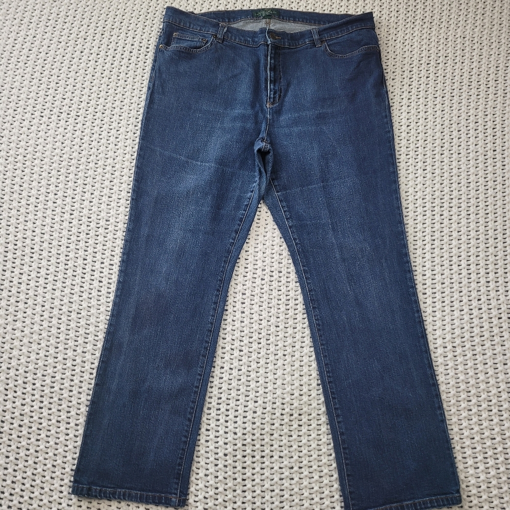 LRL LAUREN JEANS Co Size 18W Classic Straight Stretch Denim Women's Blue Jeans
